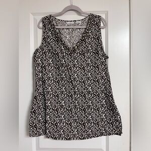 Liz Claiborne Chocolate Brown & White Floral-Print V-Neck Camisole